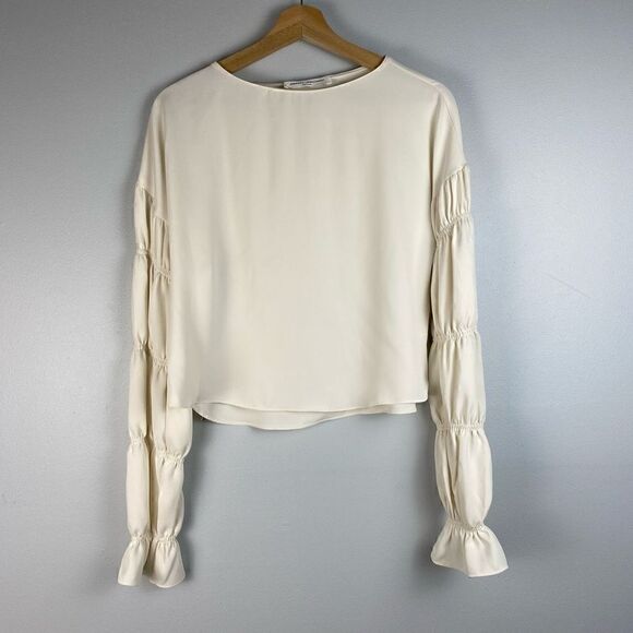 Amanda Uprichard Gathered Long Sleeve Blouse - Picture 1 of 8
